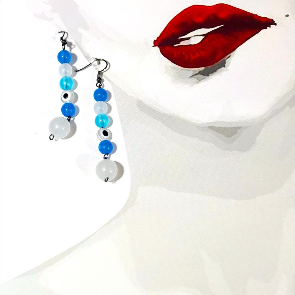 Glow in the Dark Blue Evil Eye Earrings Totem Spiritual Metaphysical Mystic NEW